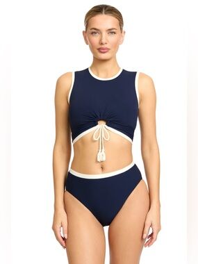 ROBIN PICCONE Tiena Bikini set, High Neck Top,Twisted Banded Bottom L,$217